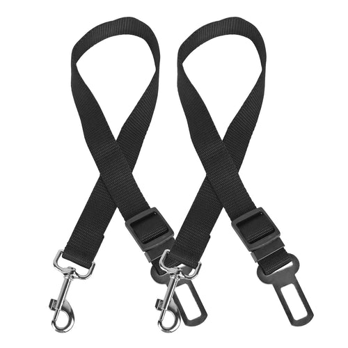 Two adjustable dog car seat belts