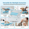 Foldable pet grooming hammock stand used for bathing, grooming and drying