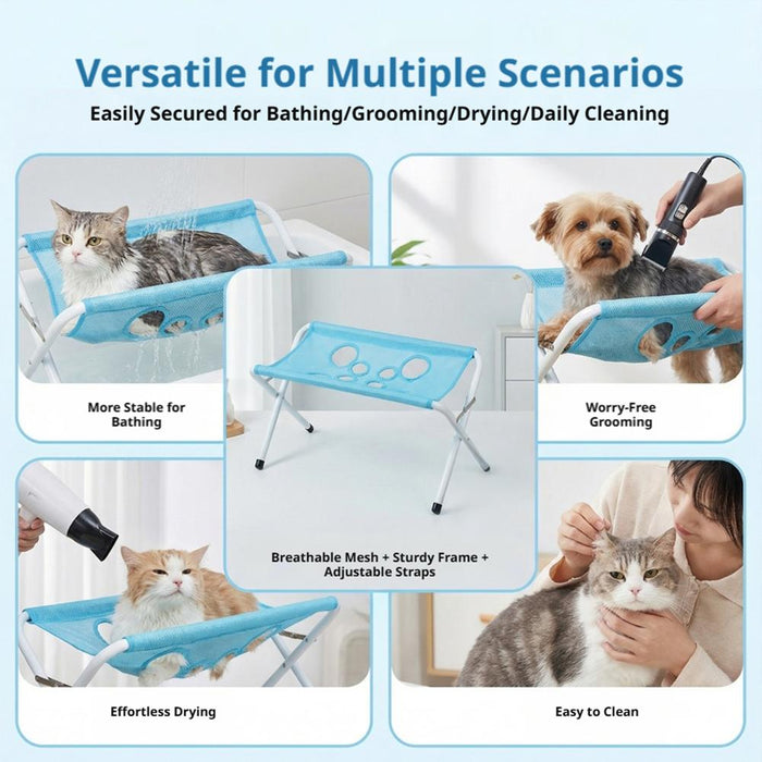 GroomEase Foldable Pet Grooming Hammock Stand for Cats & Small Dogs