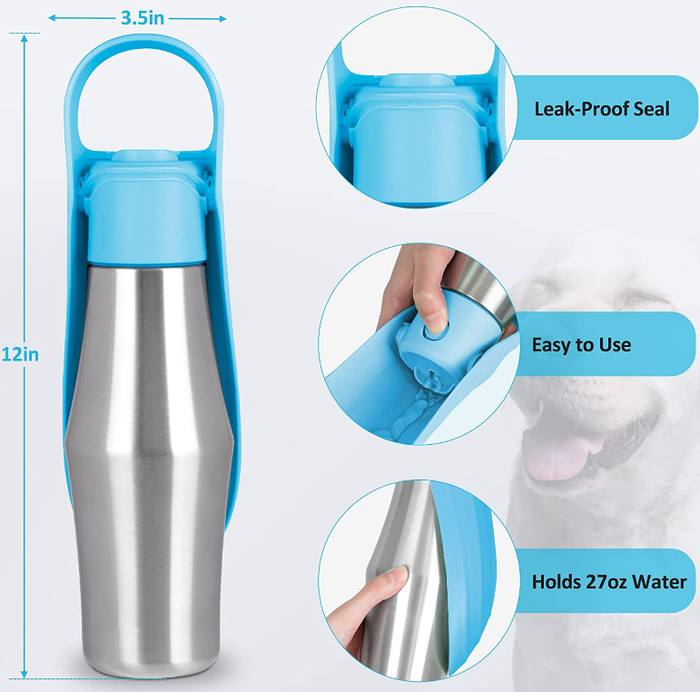 Portable Dog Water Bottle with Drinking Bowl (750 ml)
